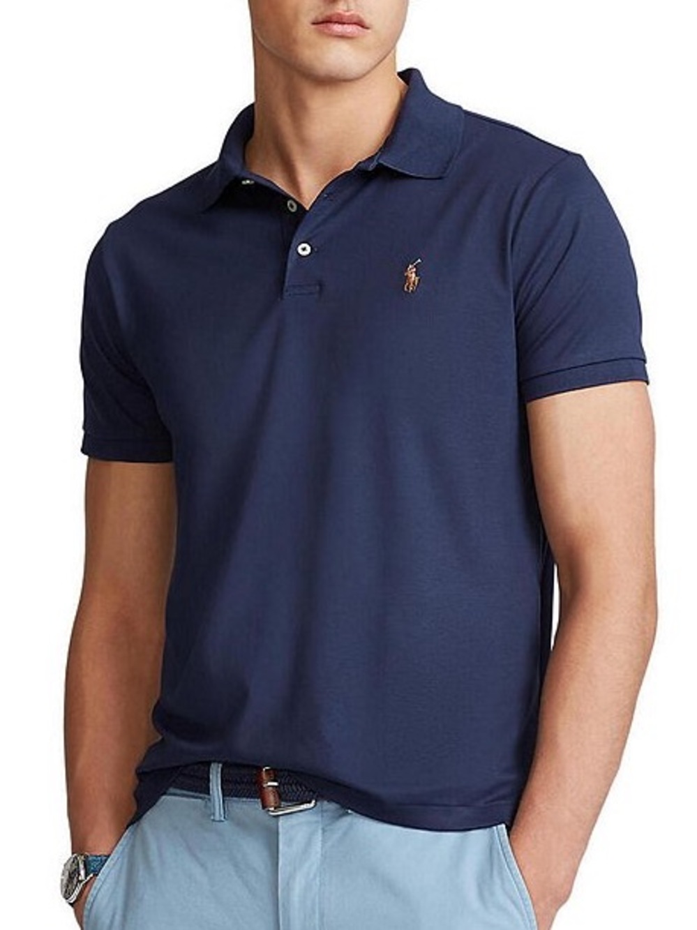 Ralph Lauren Men’s Dark Blue Polo with Multicolored Pony Soft Cotton Large
